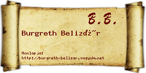 Burgreth Belizár névjegykártya